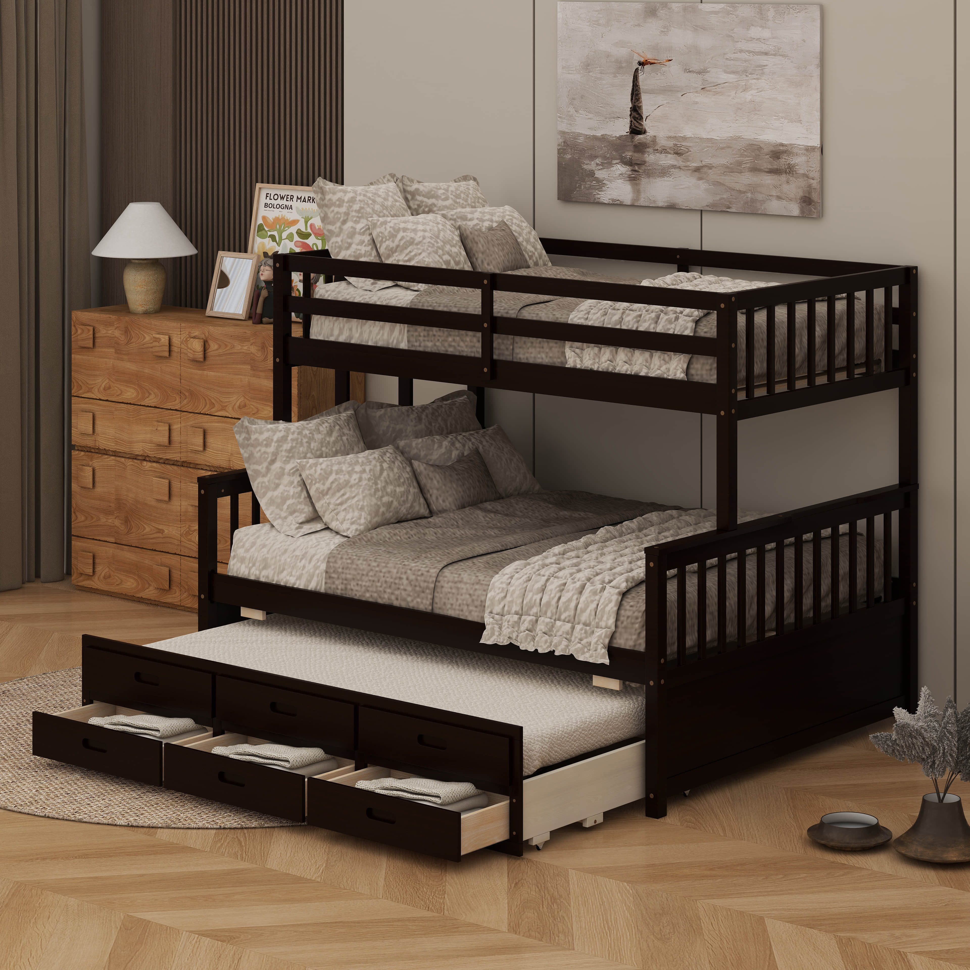 Harriet Bee Twin Over Full Bunk Bed With Drawers And Trundle - Wayfair ...