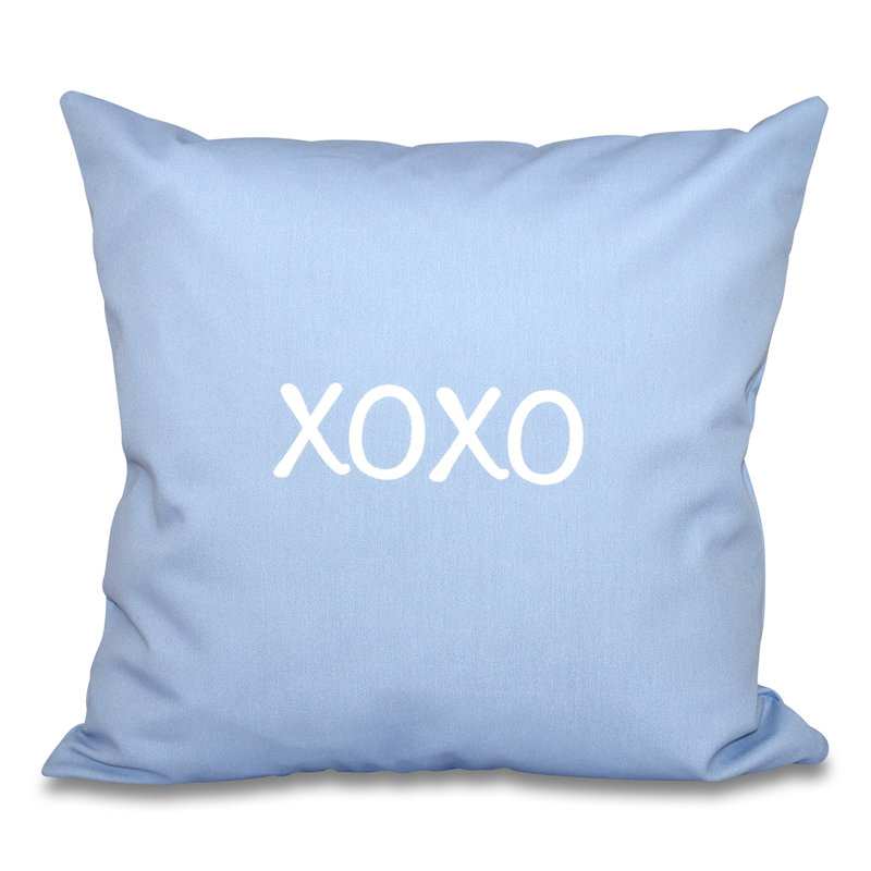 Housse de coussin et insert de coussin carré XOXO, Bleu, H 26 po x l 26 po