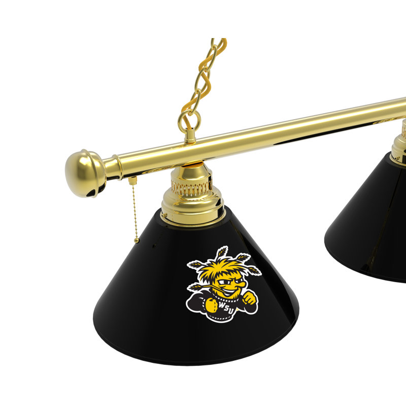 3 - Light Pool Table Lights Pendant, Brass, Wichita State Shockers