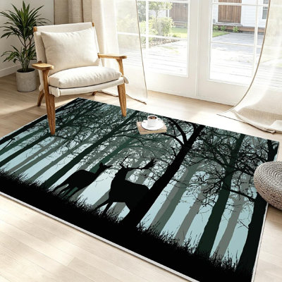 Tapis vert forêt lavable en machine