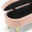 Long tabouret de rangement en velours rose français
