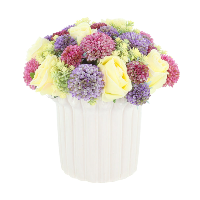 Spring Centerpiece with Roses and Dahlias