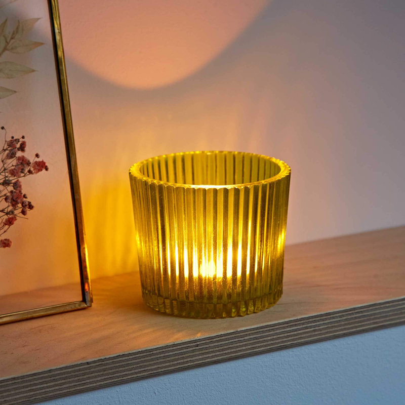 Glass Tabletop Tealight Holder, Green