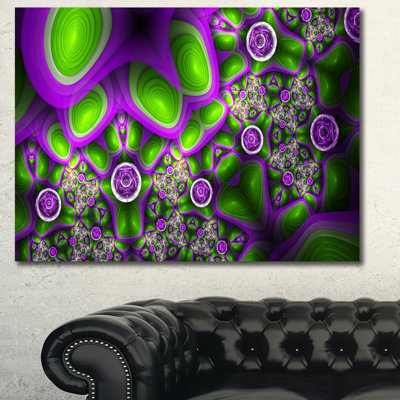 Abstract Pattern Canvas Wall Art, Exotic Green Purple Graphic Print - Green Purple Exotic Pattern