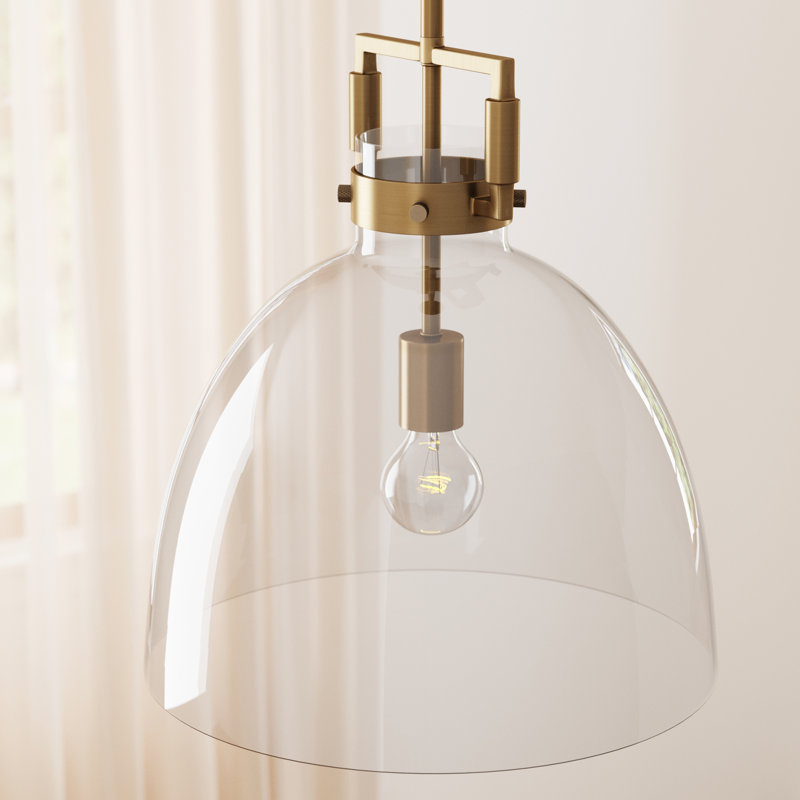 Luminaire suspendu en dome à 1 lumière, Laiton