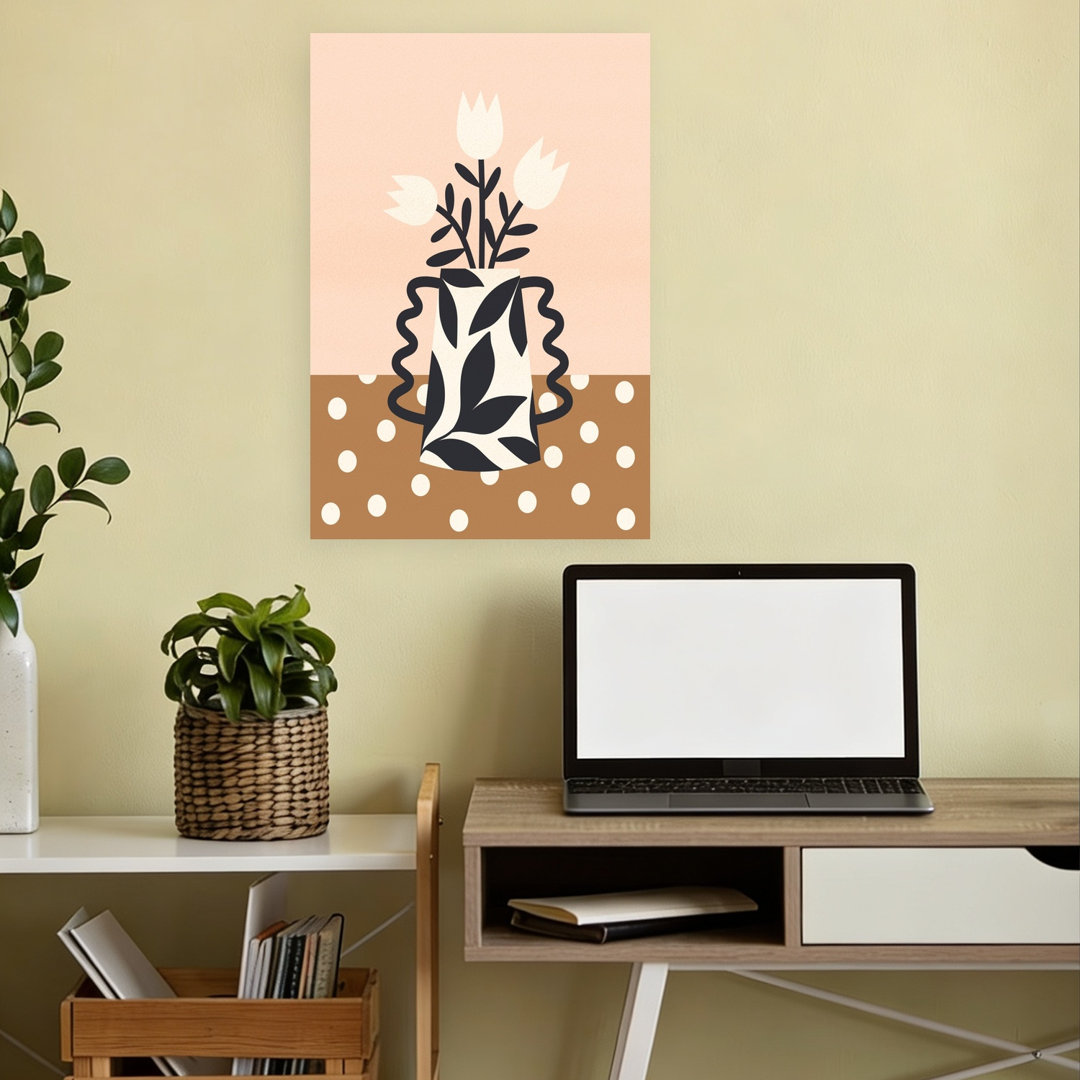 Boho Floral Vase Abstract Contemporary Minimalist Tulip Flower Landscape Wall Art Print