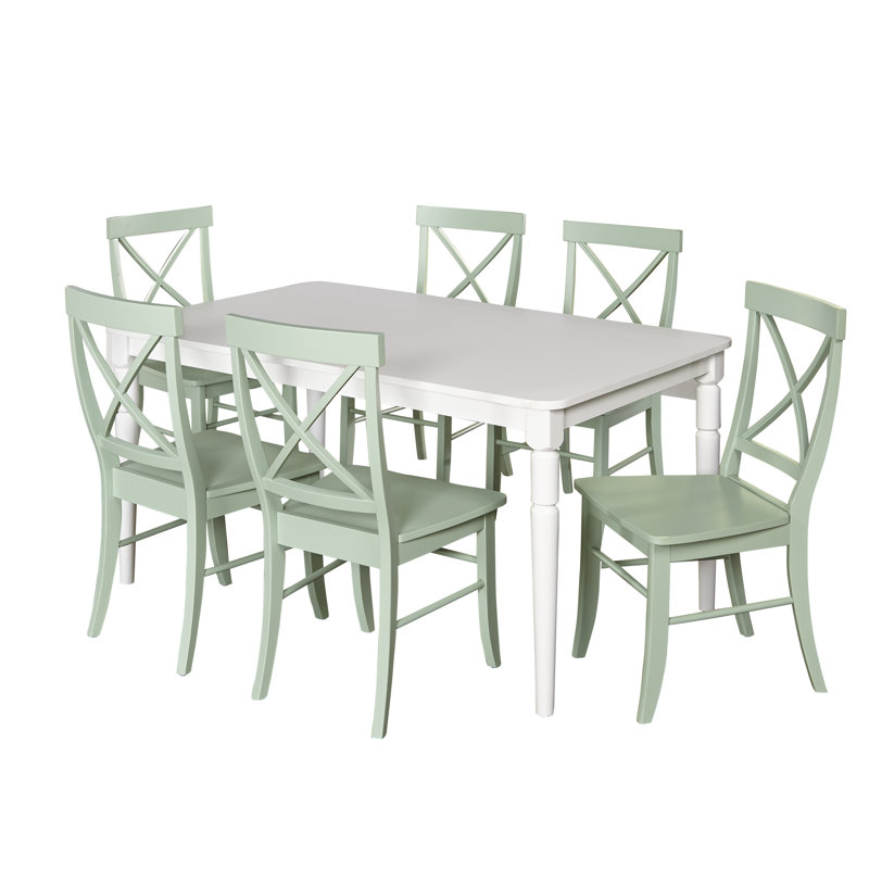 Bellmead Dining Set, Mint, 7 Pieces: 1 Table, 6 Chairs