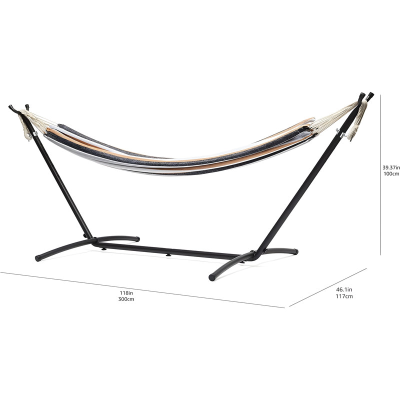 Hamac double robuste avec support en acier et étui de transport, capacité de 470 lb, conception durable et portable