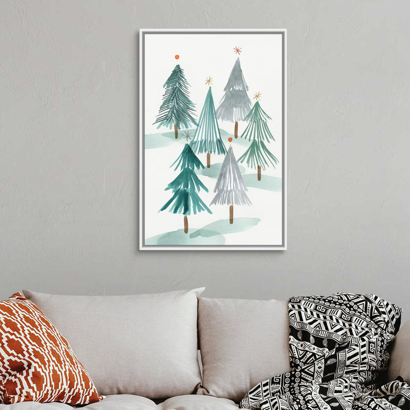 Ornement d'arbre I - reproduction d'art sur toile, Cadre blanc, H 38 po x l 26 po x P 1,75 po