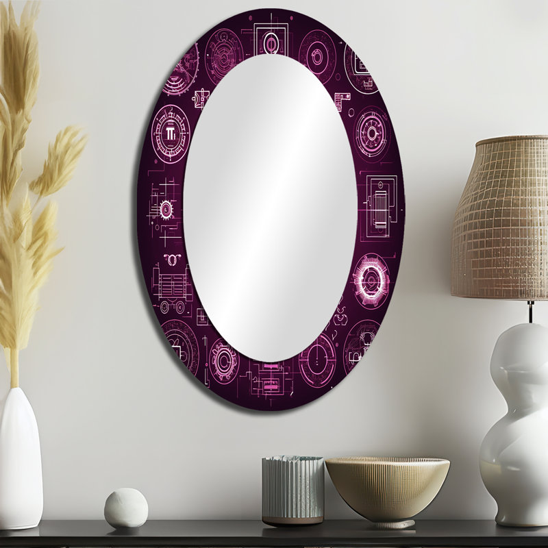 Troisième œil Chakra Mystical Circle I - Miroir décoratif spirituel sur métal, 36 po x 24 po