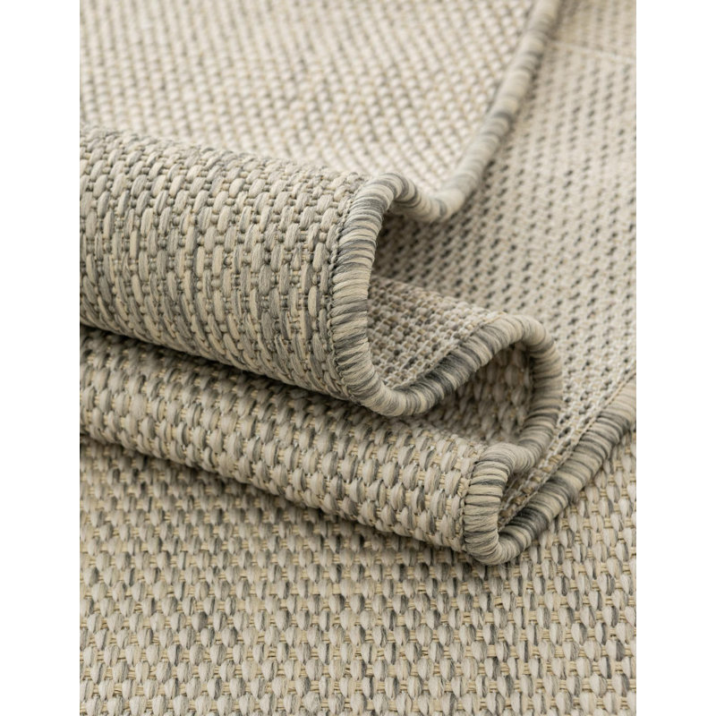 Tapis intérieur / extérieur gris Borland, Carré 7 pi 10 po