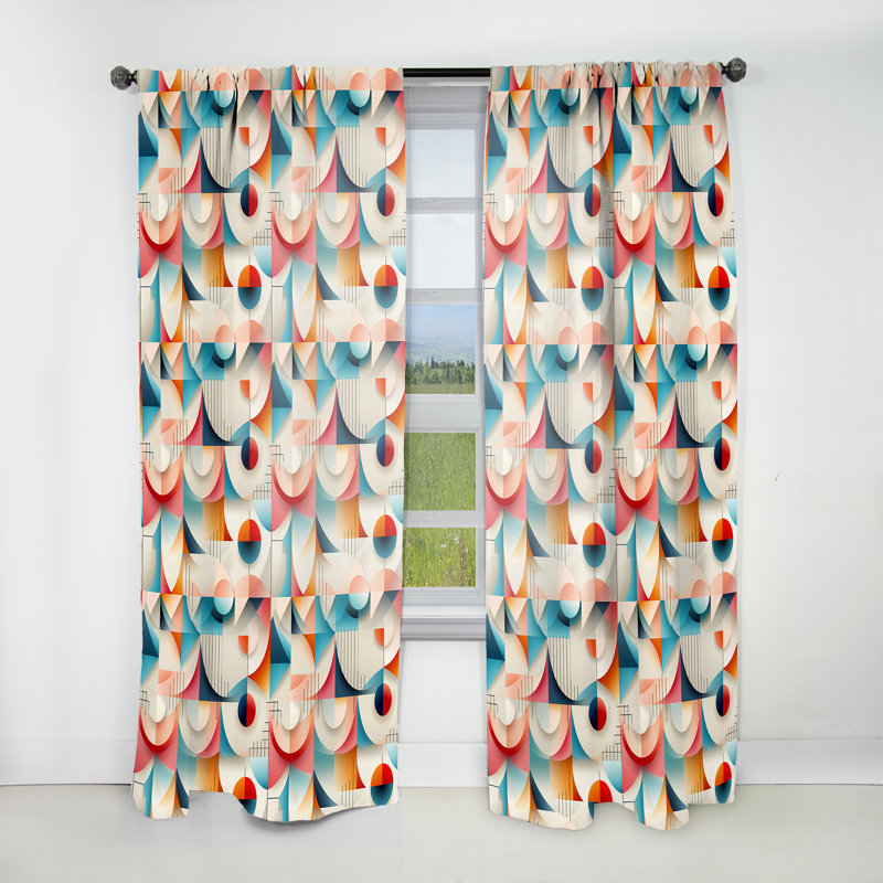 Motif géométrique cubique Vintage Revival - rideau obscurcissant géométrique abstrait - 1 panneau, L 52 po x L 84 po
