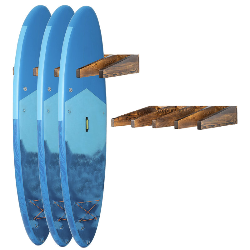 Solid Wood Wall Mounted Multi-Use Surfboard / Paddleboard Pack