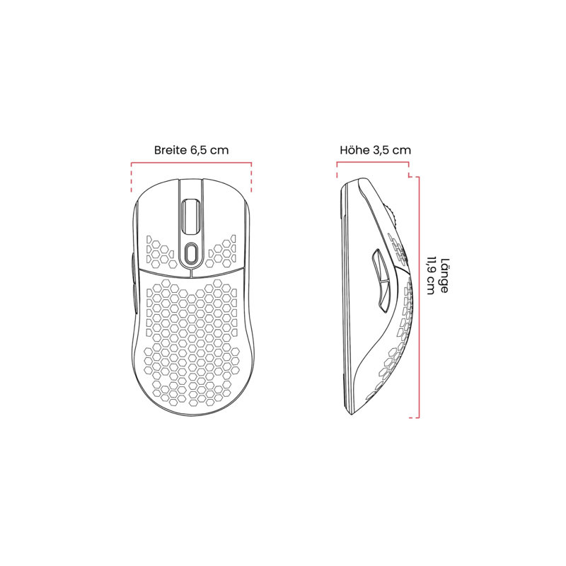 Souris de jeu Favo Rgb, Noir / Rouge