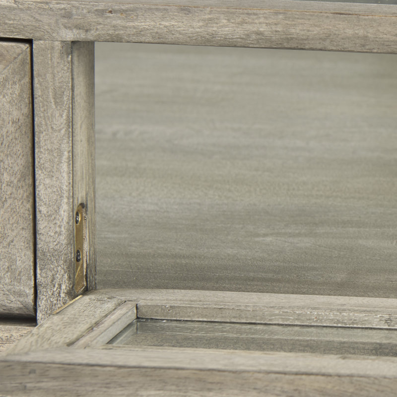 Warner Coffee Table with Storage, 15" x 43.5" x 42", Gray, Black