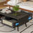 39" Rattan Coffee Table,Boho Coffee Table with Drawer & Shelf-1149119174