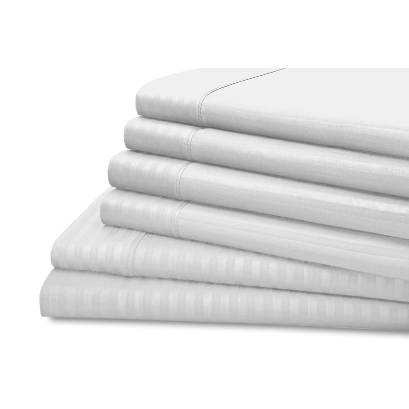 Ensemble de draps à rayures 4 ou 6 pièces Hotel New York, Blanc, Grand