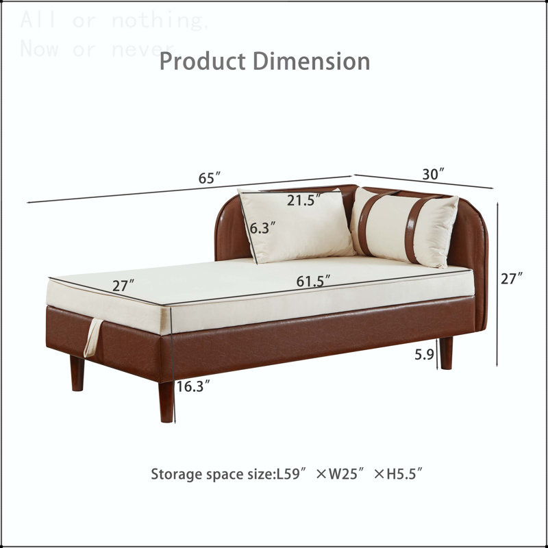 Canapé de 65 po avec rangement 65 po, Brun / Beige