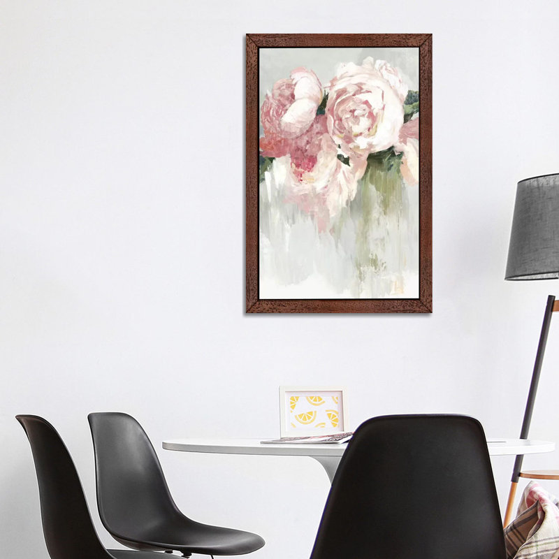 Peonies 1 Piece Wall Art on Canvas, 101.6 cm H x 66.04 cm W, Brown Framed
