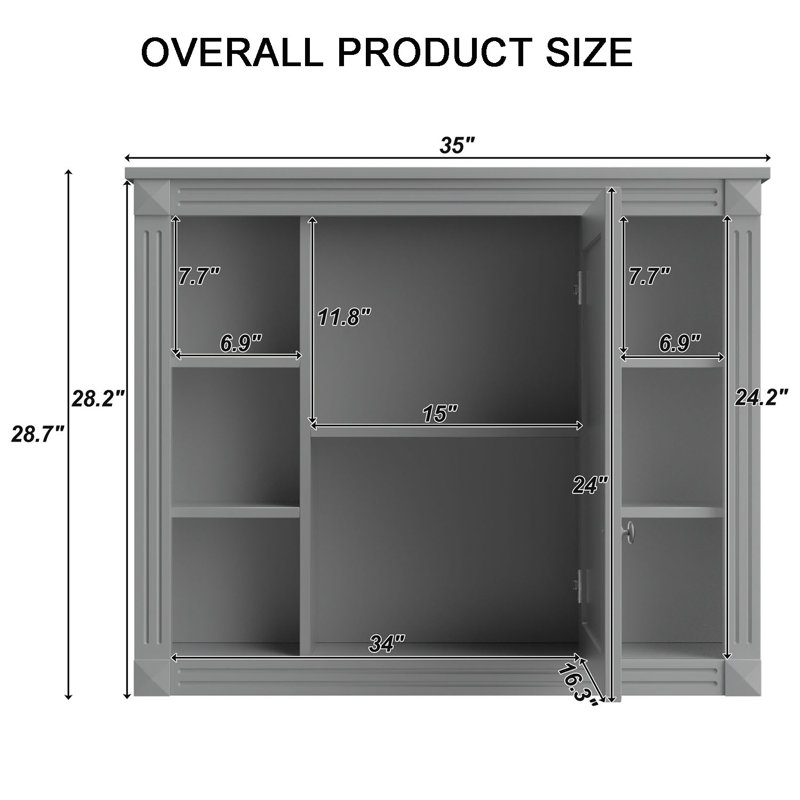 Armoire de salle de bain Bienaime, Gris