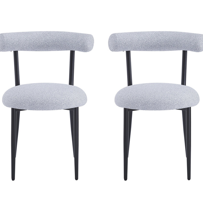 Assise de salle à manger grise en tissu gris avec 2 chaises, structure en métal, structure stable, conception moderne