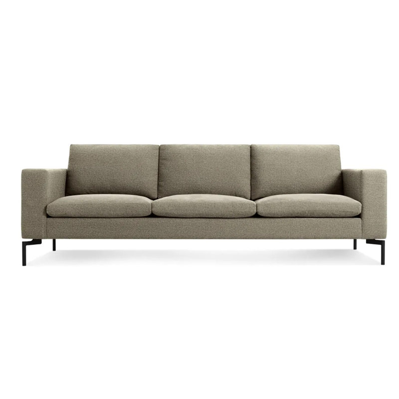 Nouveau canapé à accoudoirs carrés standard, H 32 po x l 104 po x P 35 po, Mélange de polyester Maharam Panda, Noir