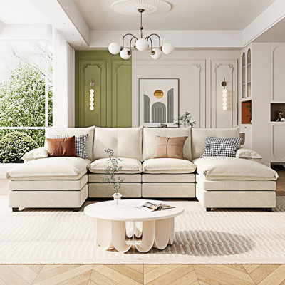 U-Shaped Sectional Sofa With Adjustable Armrest Pillows