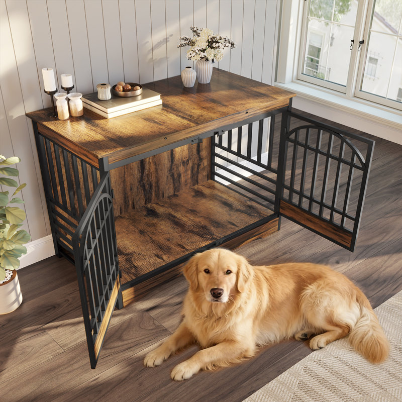 Cage pour chien 52 "avec portes arquées, Brown