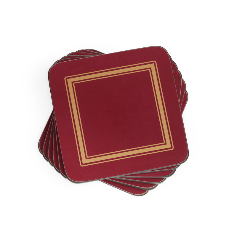 Pimpernel Classic Coasters 4"X 4", Burgundy