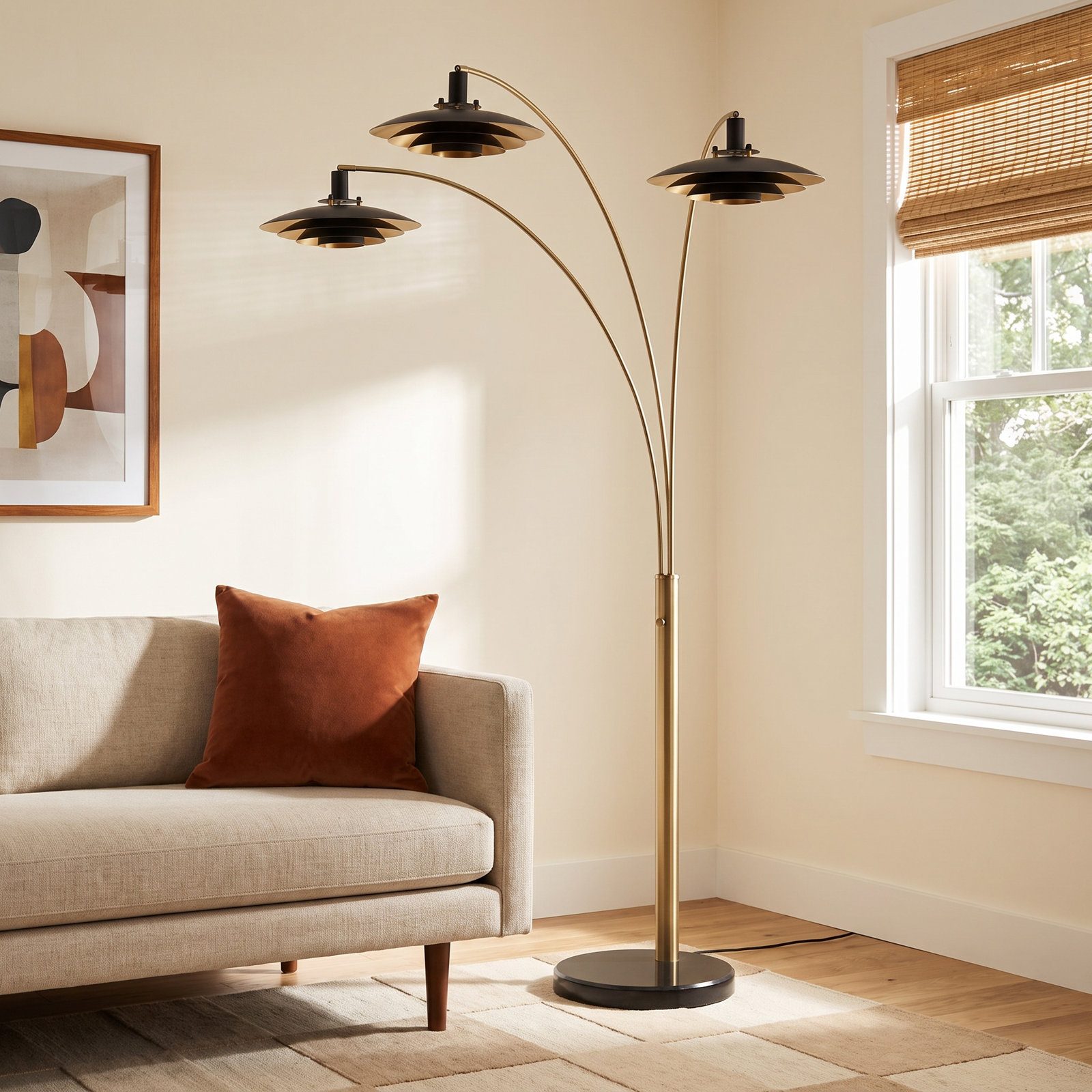 Rancho Mirage 84" Floor Lamp, Weathered Brass
