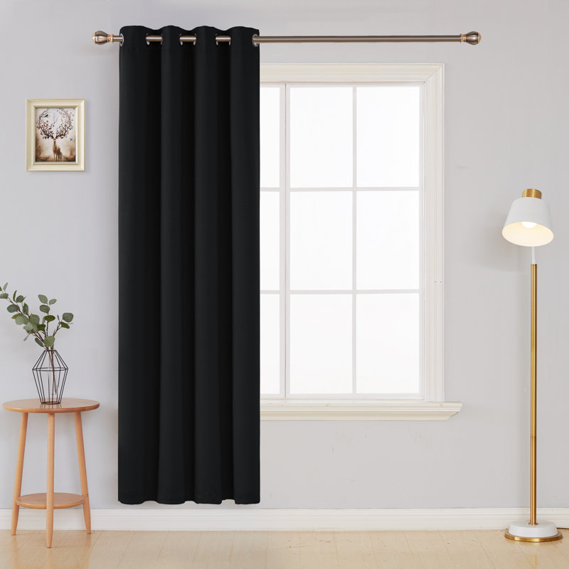 Hailea Room Darkening Curtain Single Panel, Black