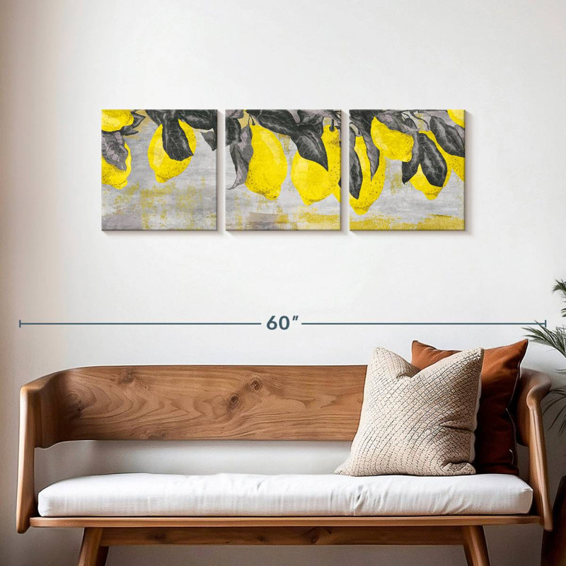 Ripe citrons, reproduction d'art sur toile, H 15 po x l 47 po x P 1,25 po