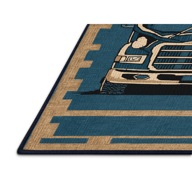 Machine Washable Transportation Gray Area Rug, Square 5'