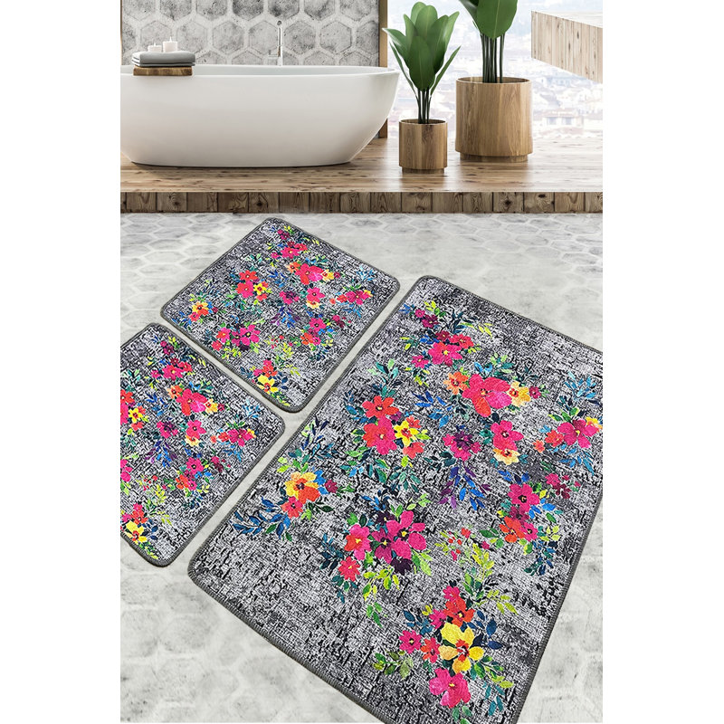 Ensemble de tapis de bain luxueux (3 pièces), en polyester doux, 23,6 po x 39,4 po (1 pièce) et 19,7 po x 23,6 po (2 pièces) | Antibactérien, antidérapant, 20,5 oz / pied carré | Lavable à la machine et durable, parfait pour les salles de bain élégantes