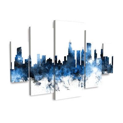 Michael Tompsett «Chicago Illinois Skyline II», ensemble de panneaux à losanges