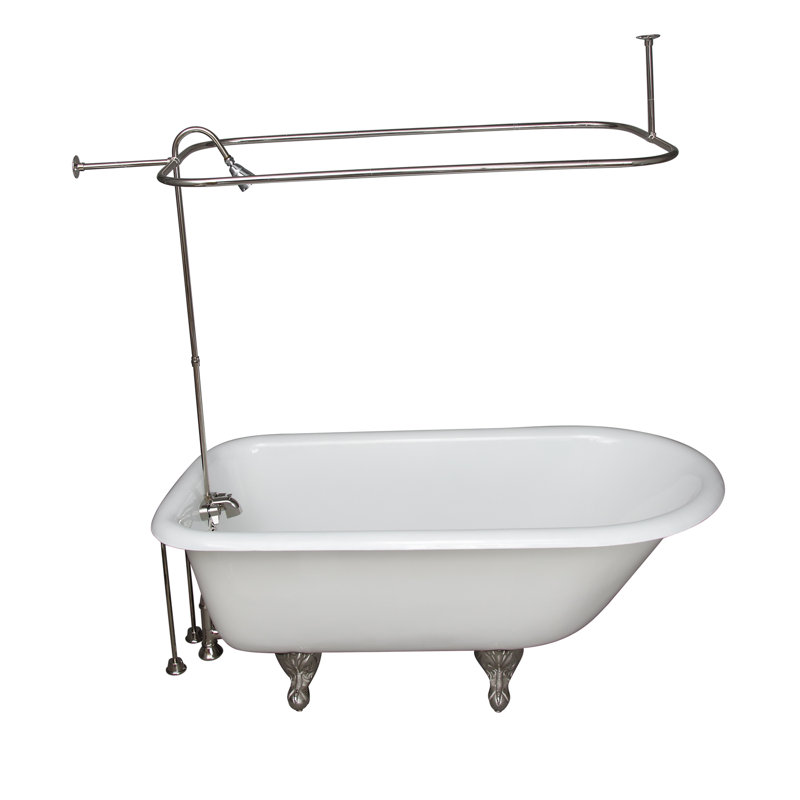60'' x 30'' Freestanding Soaking Cast Iron Bathtub, Polished Nickel