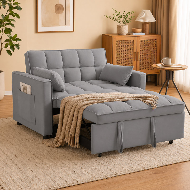 55.1-Inch Convertible Sofa Bed, Gray