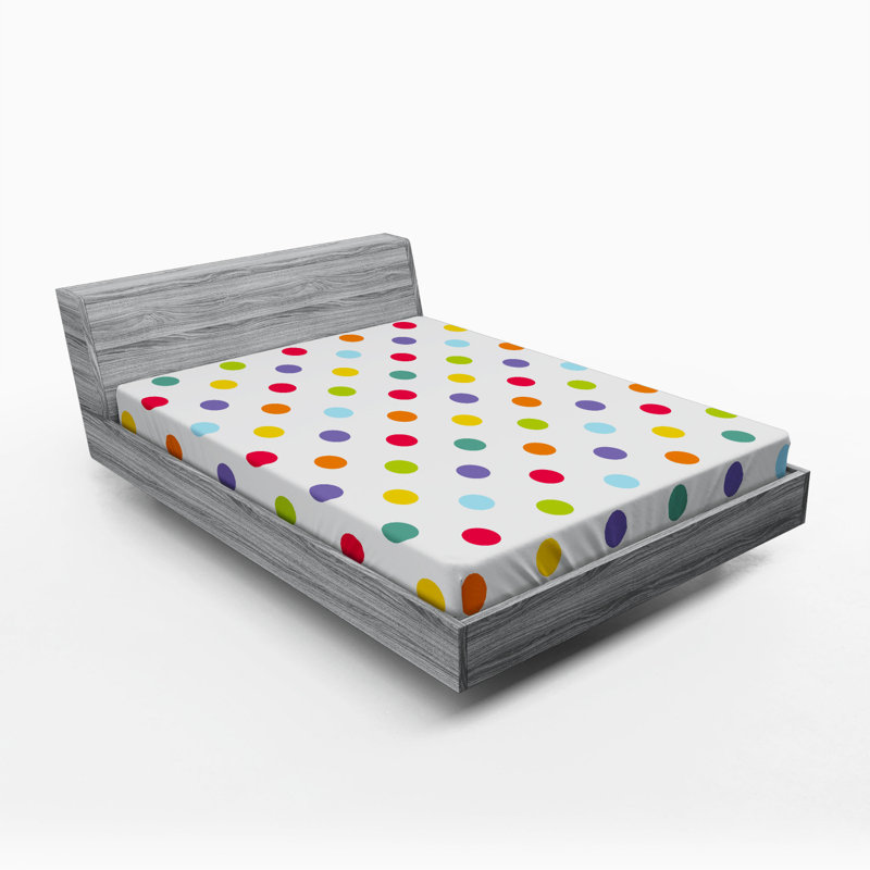 Full Size Pink and Yellow Polka Dot Microfiber Fitted Sheet