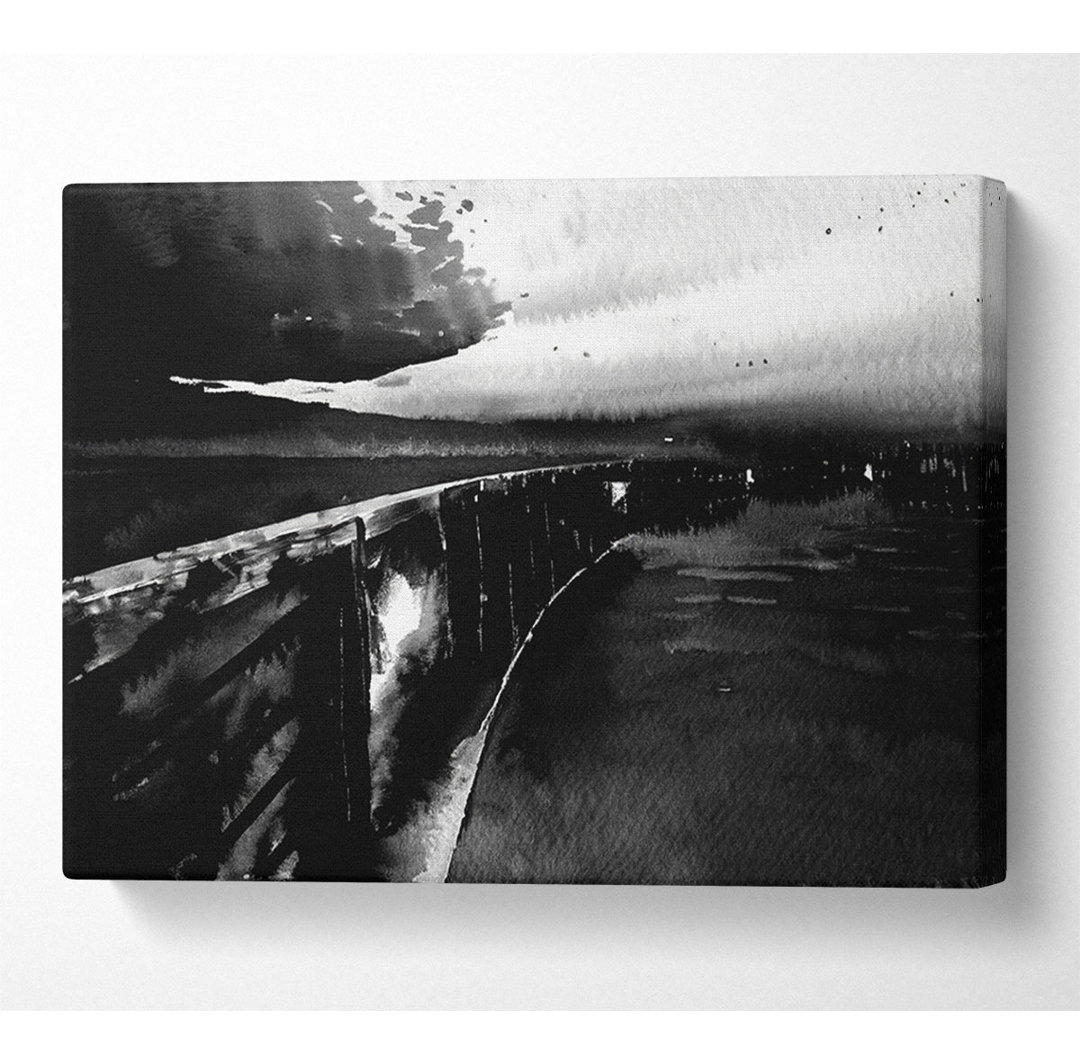 The Never Ending Pier B N W - Kunstdrucke auf Leinwand - Wrapped Canvas