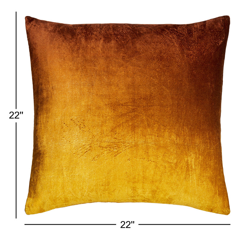 Coussin Theodosia, 22 po x 22 po, Polyester/ bourre en polyester, Moutarde