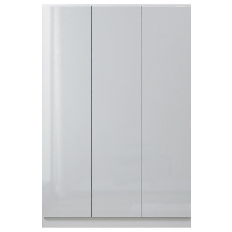 Carlton 3 Door Wardrobe - Soft-Close Hinged Doors and Handleless Push-to-Open Feature, White Gloss
