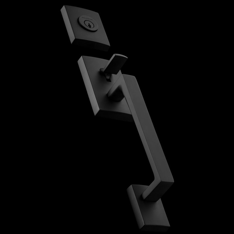 La Jolla Handleset with Single Cylinder Deadbolt and Contemporary Door Lever and Square Rosette, Keyed Different