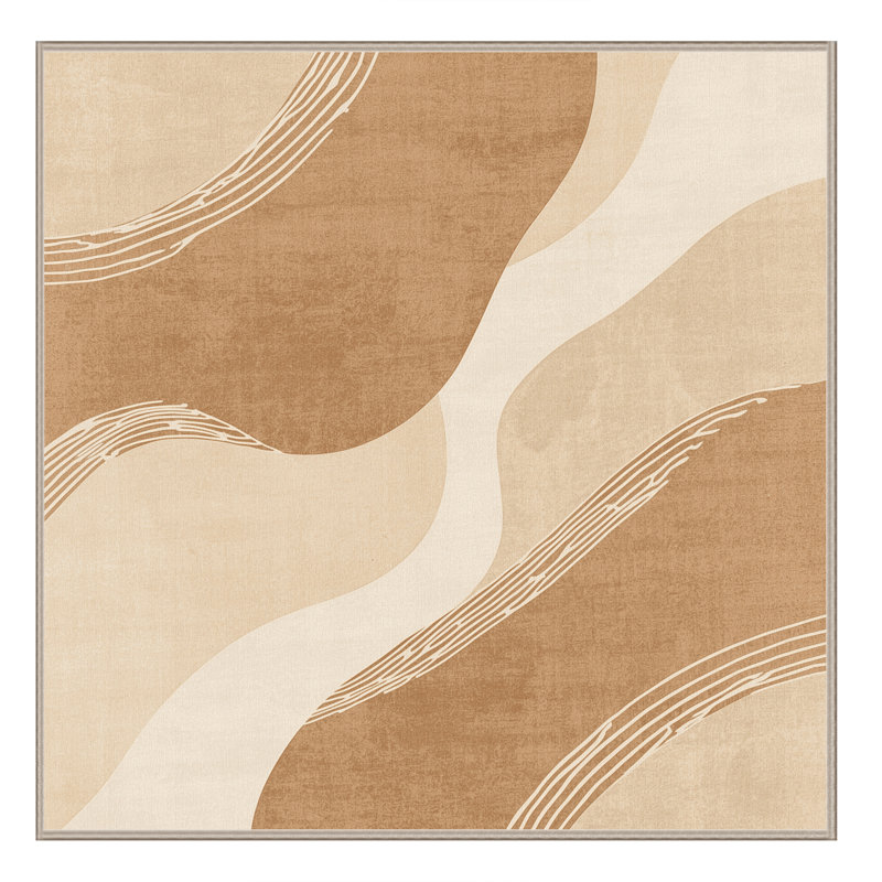 Soft Plush Adlai Eclectic Abstract Area Rug in Brown – Beige Binding, 5' Square