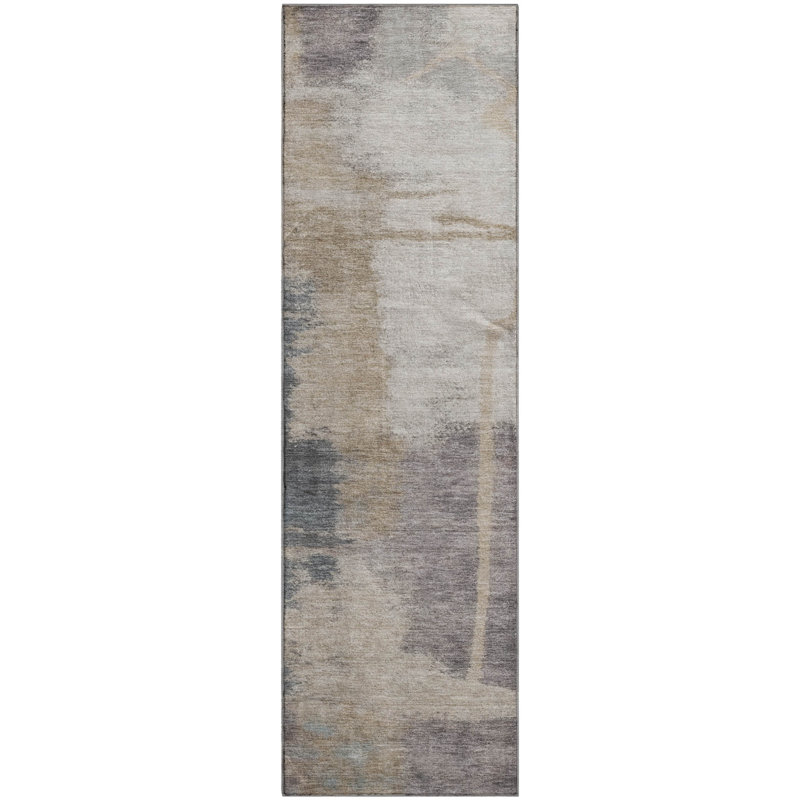 Tapis gris Prisco lavable à la machine de qualité supérieure, Tapis de couloir 2 pi 3 po x 7 pi 6 po
