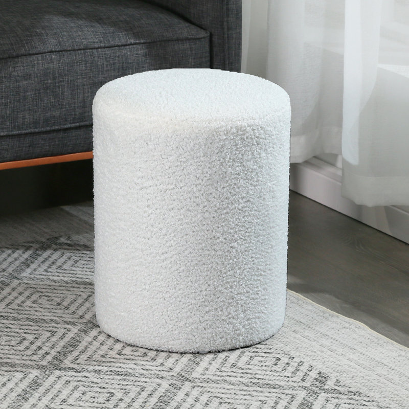 15”H Fabric Upholstered Footrest Ottoman, White