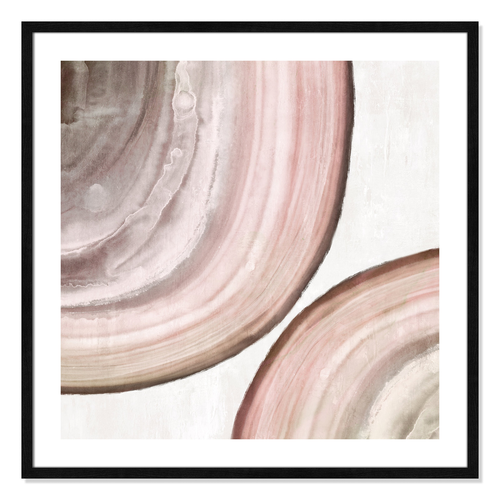 Boyd "Endless Blush" Painting by Eva Watts, 33.25" H x 33.25" W x 0.75" D, Black Wood Framed Paper