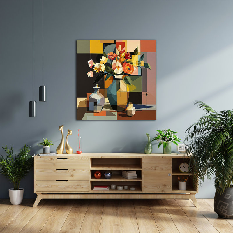 Nature morte colorée du milieu du siècle II, H 24 po x l 24 po