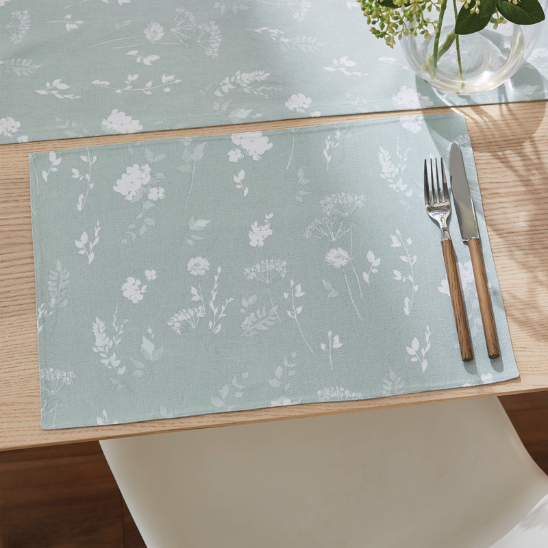 Meadowsweet Floral Placemat Pair, Ochre