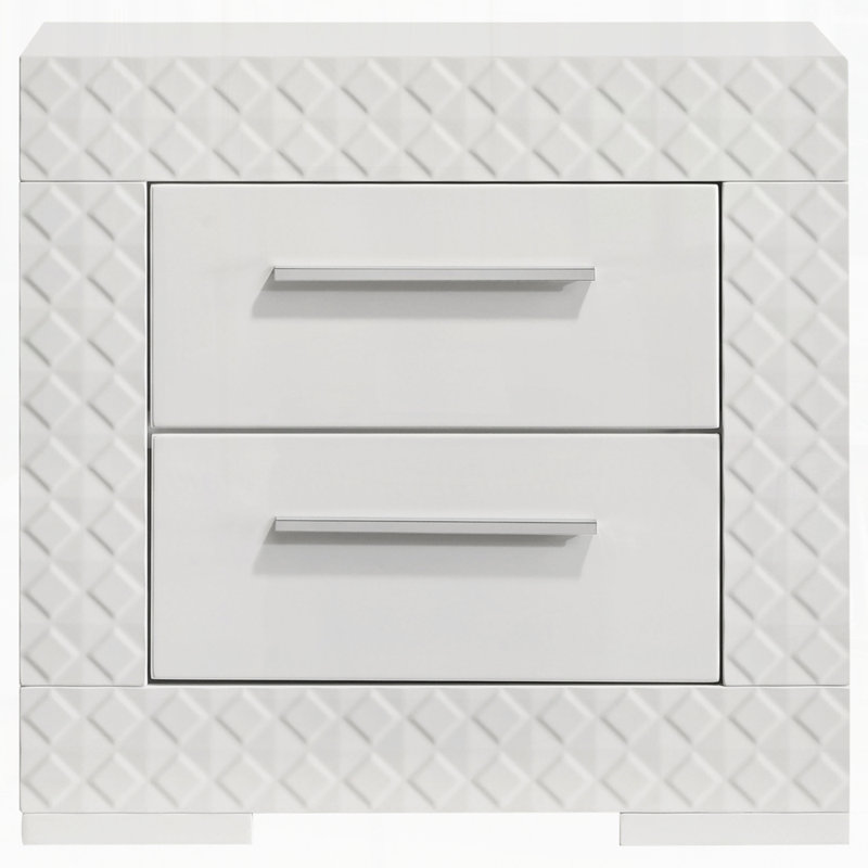Modern Nightstand For Bedroom, Gloss White