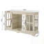 Armoire basse à 2 grilles avec treillis latéral, 2 tablettes réglables à 2 niveaux, rangement en verre multifonctionnel pour diverses pièces-1465471782